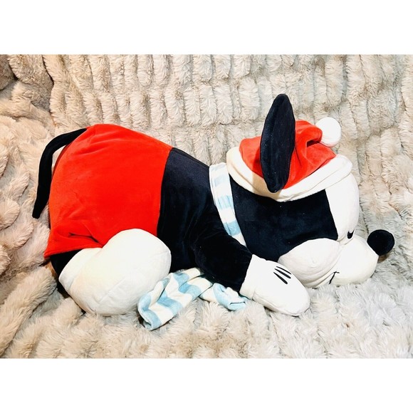 Disney Retro Reimagined Santa Mickey Mouse Sleeping Cuddleez Large Plush 24'' - Picture 4 of 7